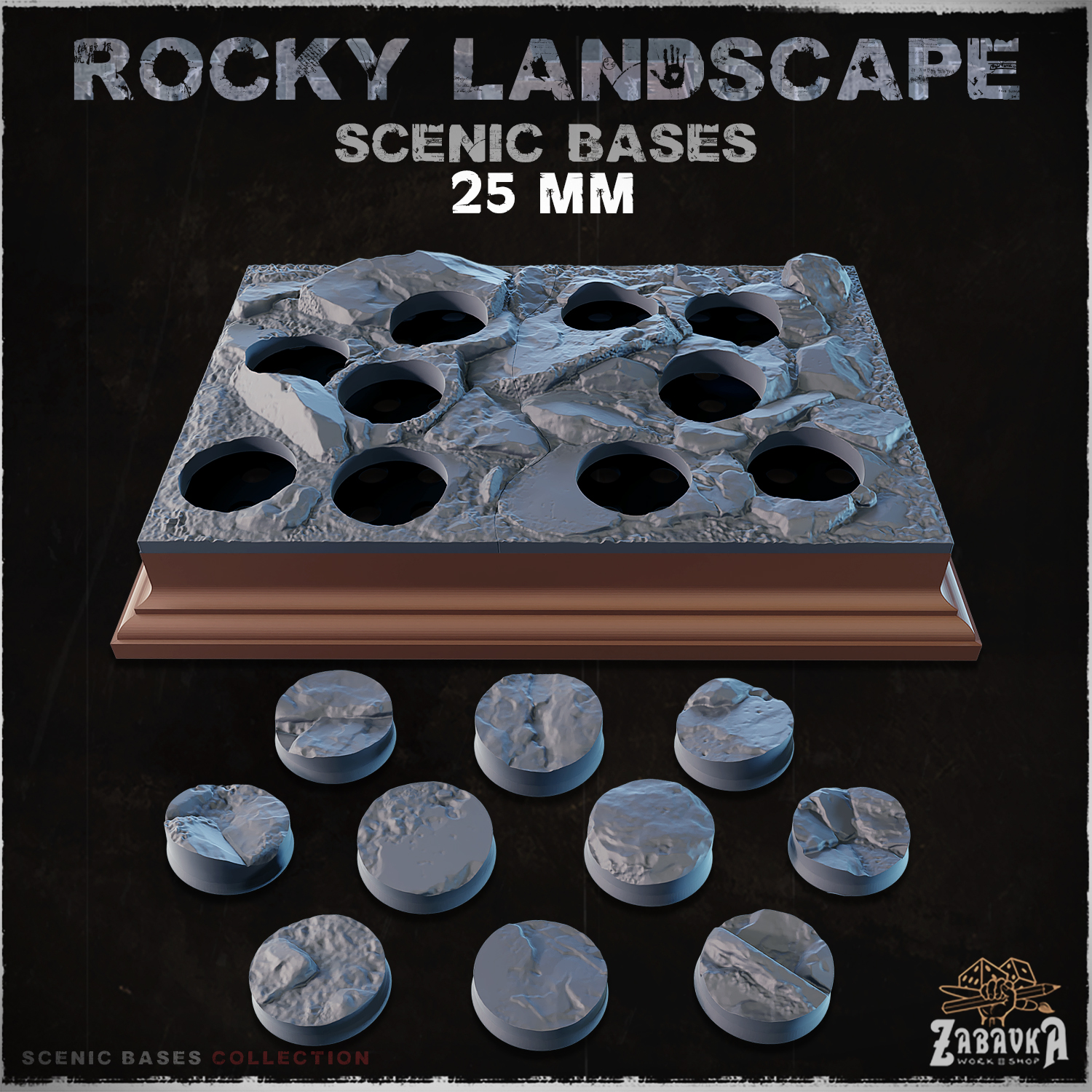 Rocky Landscape - Scenic Bases (25mm Bases)
